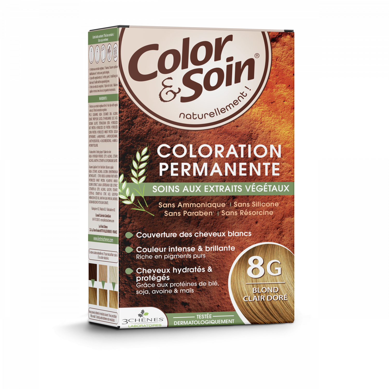 Color soin coloration permanente Blond clair doré 8G Les 3 chênes 1 kit