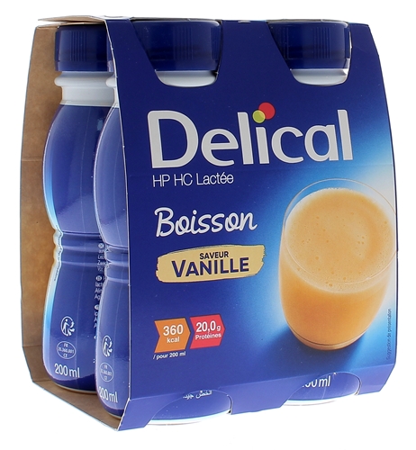 Delical Boisson HP/HC lactée saveur vanille - boissons hyperprotéinées et  hypercaloriques