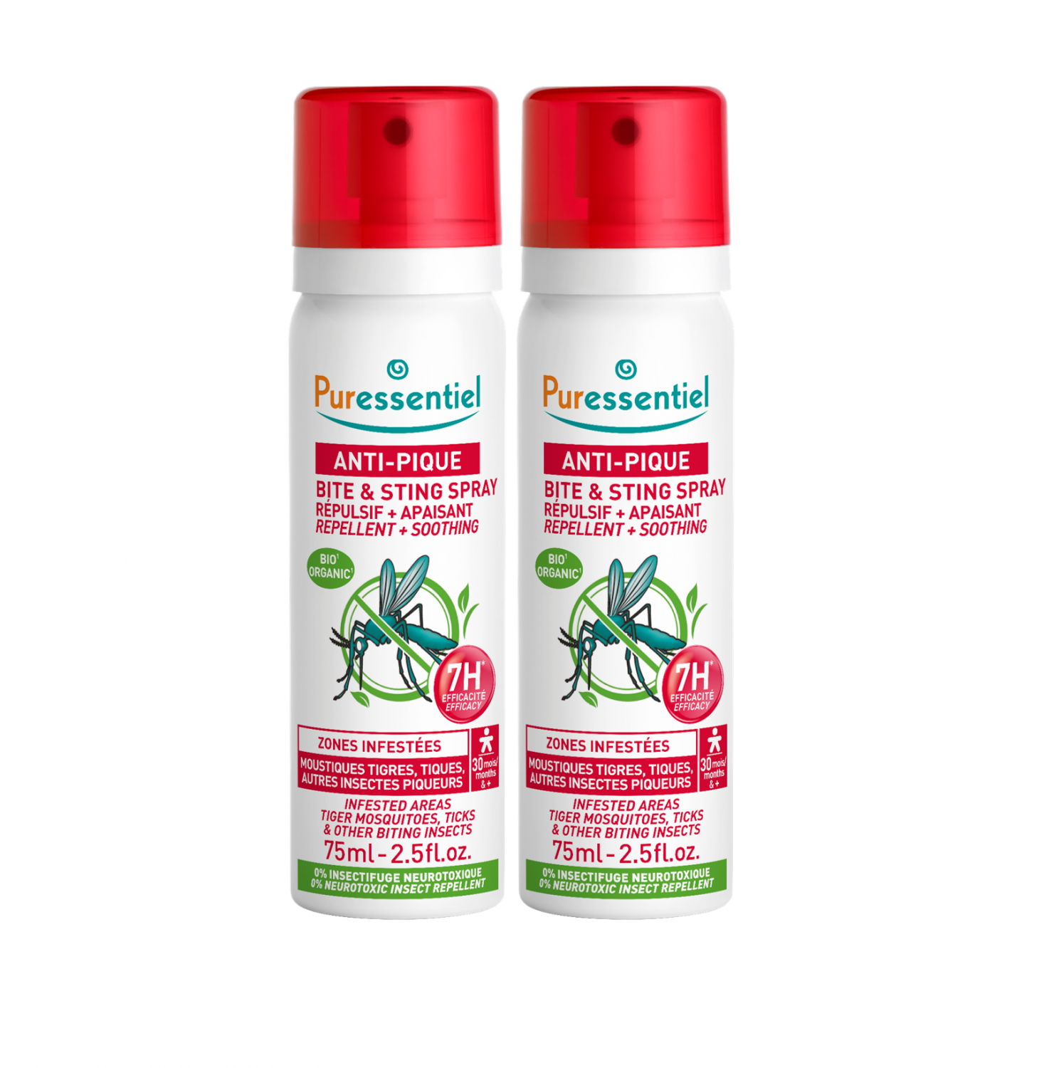 Puressentiel Anti-mousitque spray anti-pique Puressentiel, 2 sprays de 75 ml