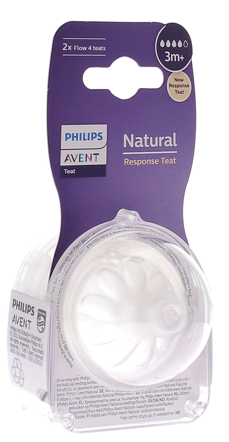 Philips Avent - Tétine Natural Débit Moyen 3m+ Avent 2 u - SCF653/27 :  : Bébé et Puériculture