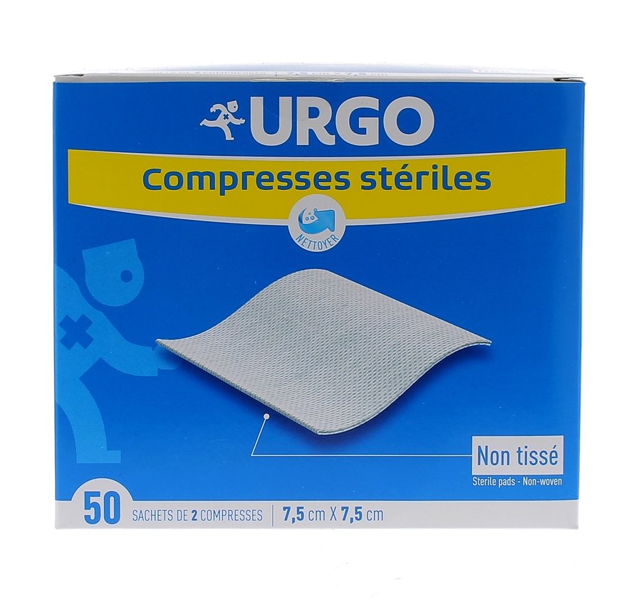 Urgo 2 compresses de gaz stériles 7,5cm x 7,5cm 10 sachets