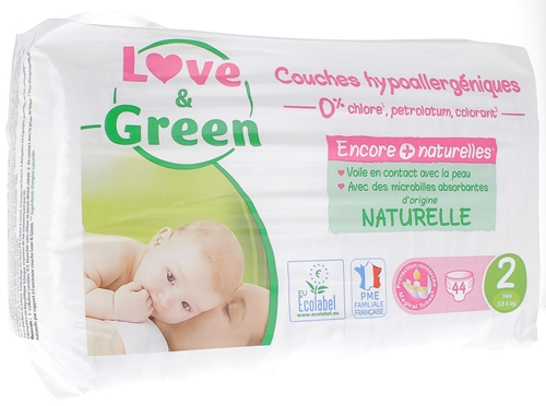 Love & Green Couches écologiques Taille 2 - 44 couches - Pharmacie en ligne