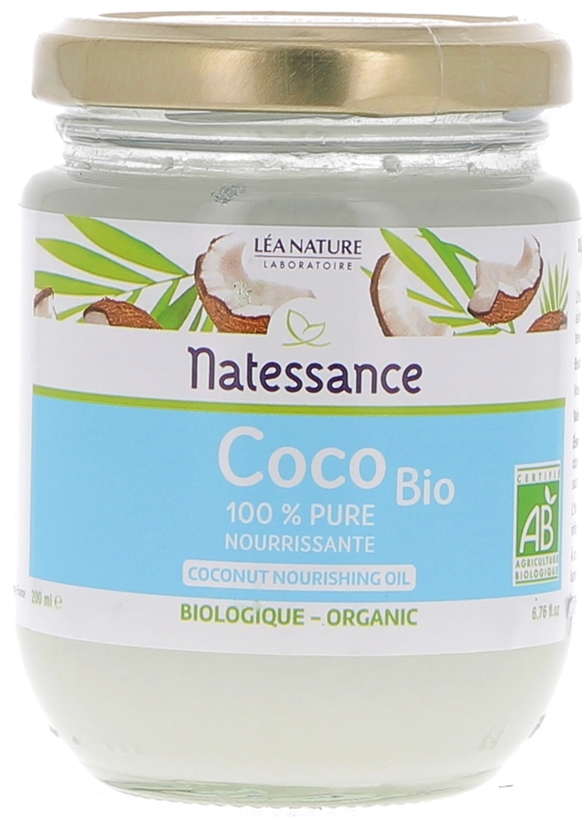 L'huile de coco bio Natessance est une huile vierge 100% pure
