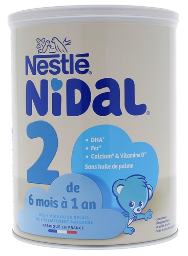 NESTLE Nidal 2 lait 2ème âge en poudre épaissi dès 6 mois 800g pas cher 