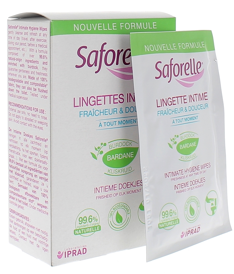 SAFORELLE LINGETTES INTIMES SACHET POCKET DE 10 LINGETTES - Hygiène intime  - Pharmacie de Steinfort