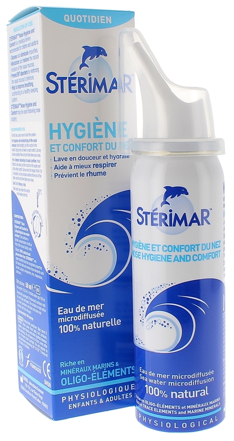 Spray nasal hygiène quotidienne 100ml est une solution physiologique d'eau  de mer micro-diffusée.