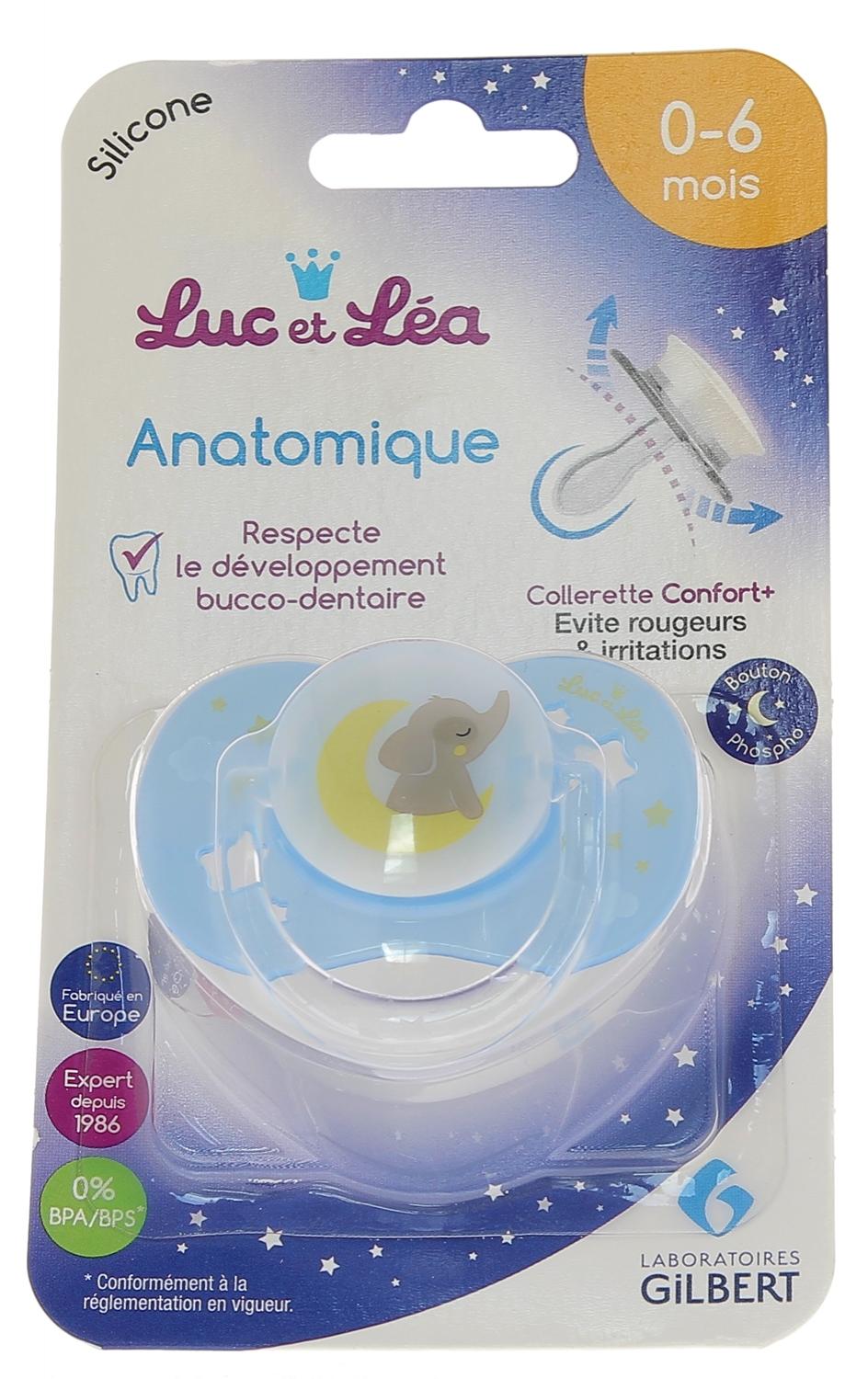 Luc et Léa sucette silicone anatomique 6-18 mois nuit - Phosphorescente