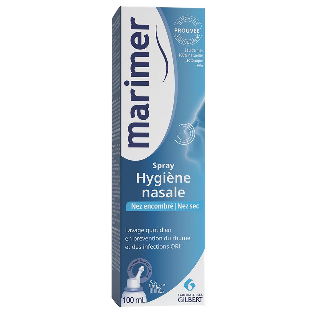 Spray nasal hygiène quotidienne 100ml est une solution physiologique d'eau  de mer micro-diffusée.