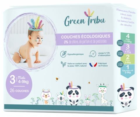 Couches bébé taille 2 : 3 - 6kg naturelle hypoallergénique LOVE AND GREEN :  le paquet de 35 couches à Prix Carrefour