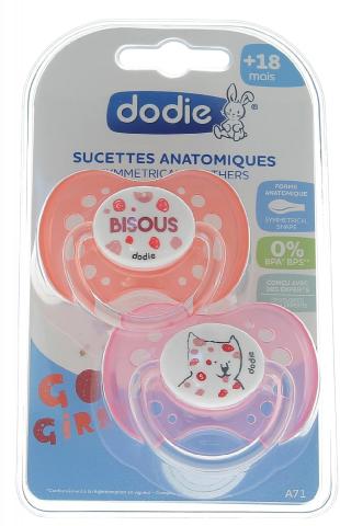 Dodie Sucette anatomique silicone +18 mois Girl Power