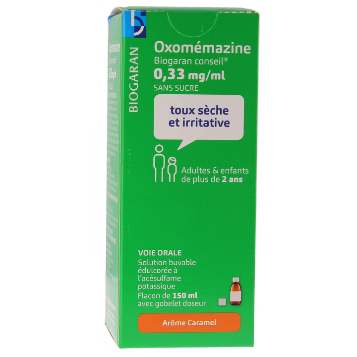 Oxomémazine 0,33mg/ml sans sucre Biogaran - flacon de 150ml