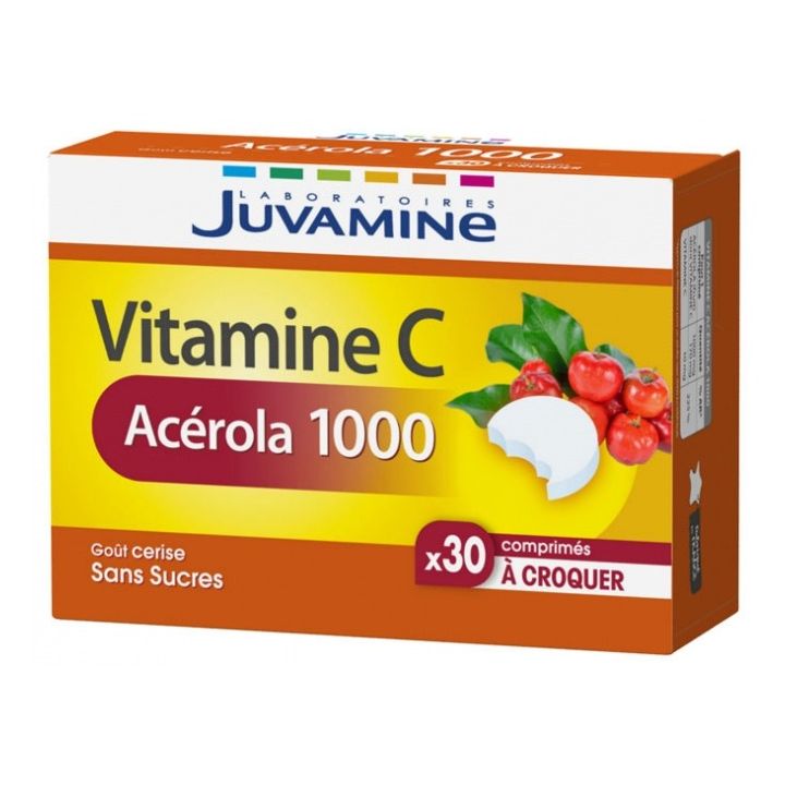 Vitamine C Acérola 1000 Juvamine - boîte de 30 comprimés à croquer 