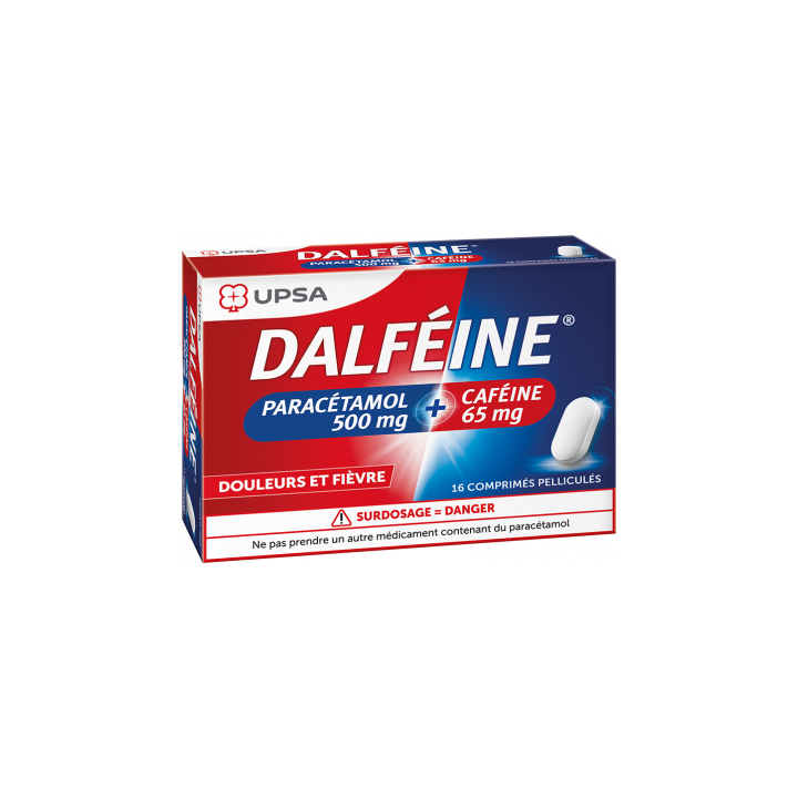 Dalféine paracétamol 500mg/caféine 65mg - boîte de 16 comprimés pelliculés