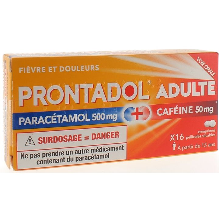 Prontadol adulte 500 mg/50mg - boîte de 16 comprimés pelliculé sécable