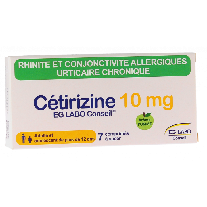 Cétirizine EG 10mg EG Labo - boîte de 7 comprimés à sucer