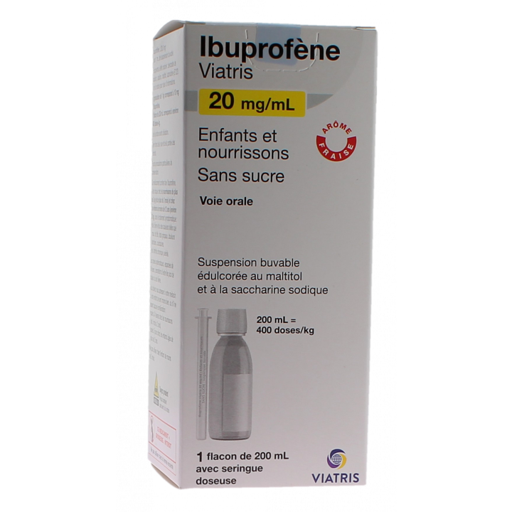 Ibuprofène 20mg/ml enfants et nourrissons sans sucre Viatris - flacon de 200ml