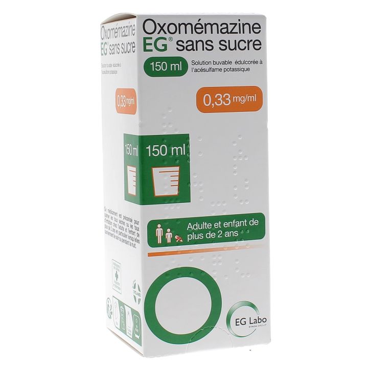 Oxomémazine EG sans sucre sirop antitussif EG Labo - flacon de 150ml