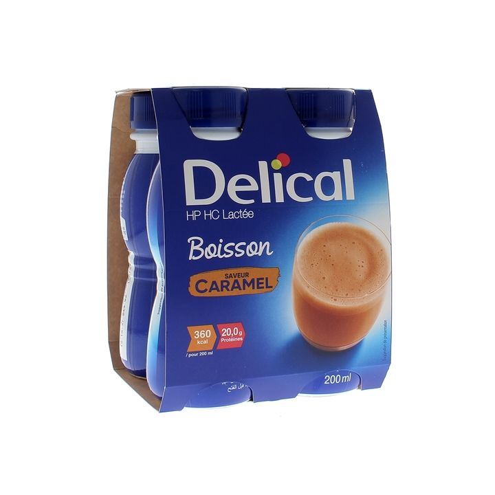 Delical Boisson HP/HC lactée saveur caramel - 4 bouteilles de 200 ml