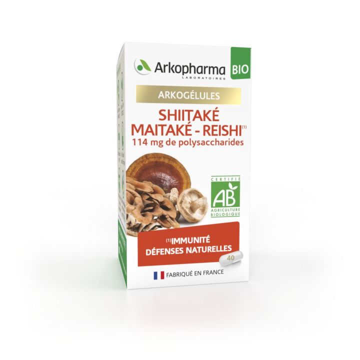 Arkogélules Shiitaké Maitaké-Reishi bio Arkopharma - boîte de 40 gélules