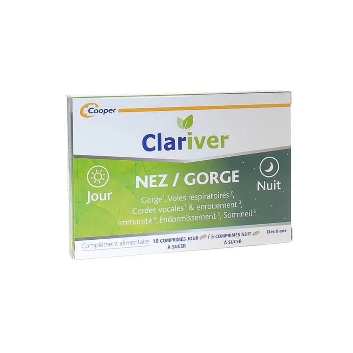 Clariver Nez/gorge jour & nuit Cooper - boîte de 15 comprimés à sucer