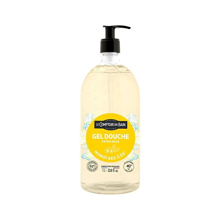 Gel douche Monoï des îles Le Comptoir du Bain - flacon-pompe de 1L