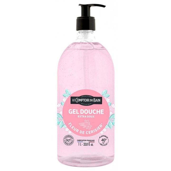 Gel douche fleur de cerisier Le Comptoir du Bain - flacon-pompe de 1L