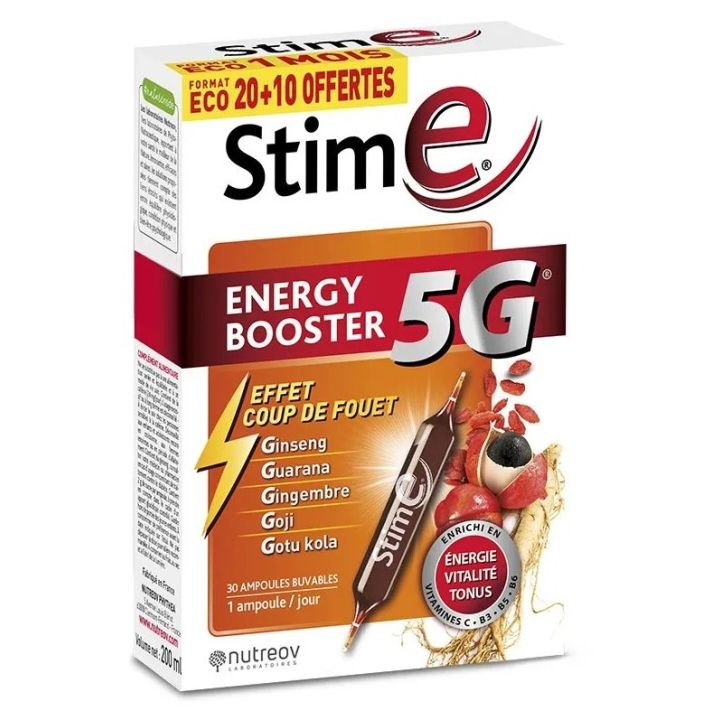 Stime E energy booster 5G Nutreov - boîte de 30 ampoules buvables 