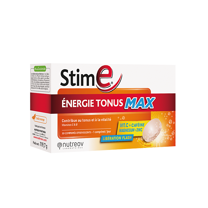 Stim E énergie tonus Max Nutreov - boîte de 30 comprimés effervescents