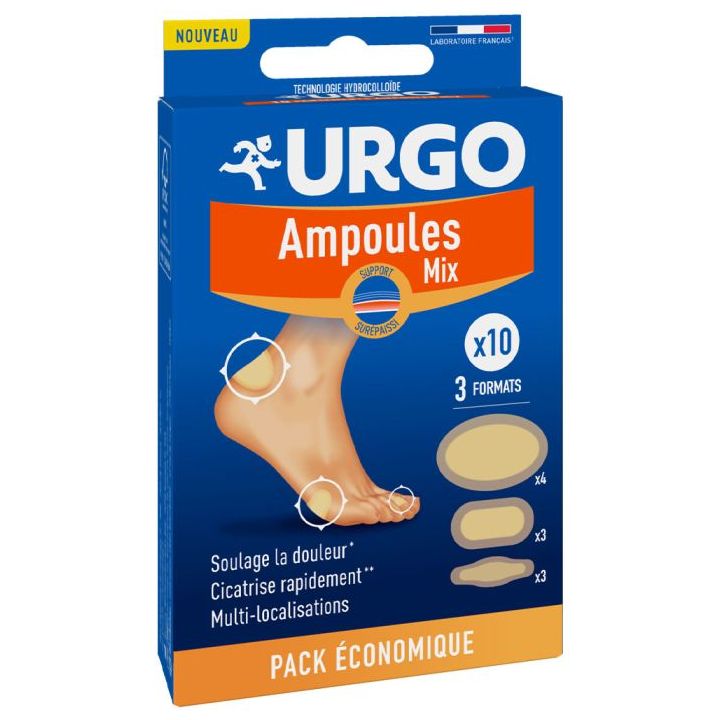 Ampoules mix 3 formats Urgo - boîte de 10 pansements