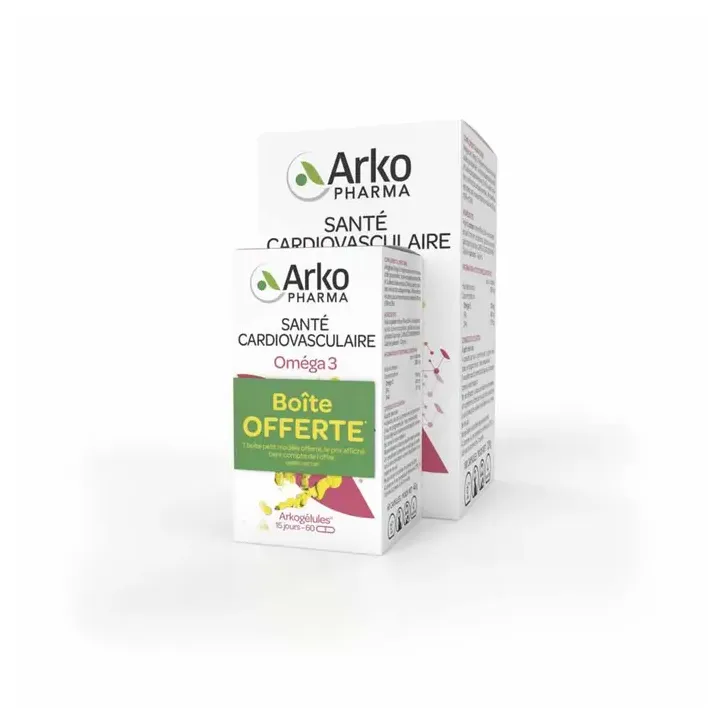 Arkogélules oméga 3 Arkopharma - boîte de 180 gélules + 60 gélules offertes