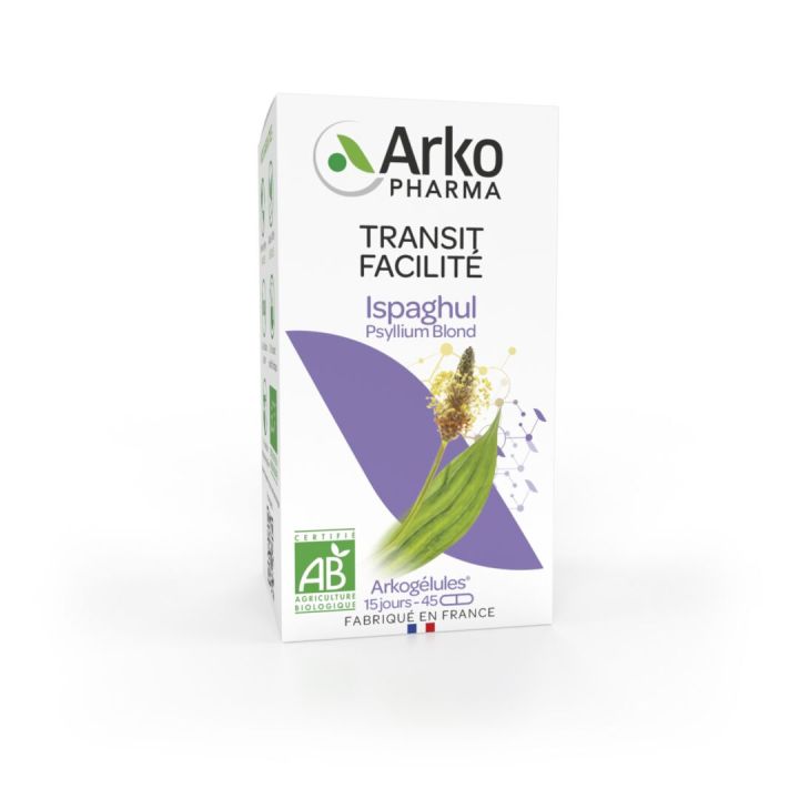 Arkogélules Ispaghul psyllium blond bio Arkopharma - boîte de 45 gélules