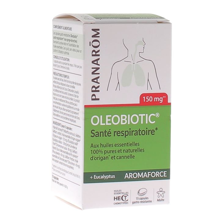 Aromaforce Oleobiotic Santé respiratoire Pranarom - boîte de 15 capsules