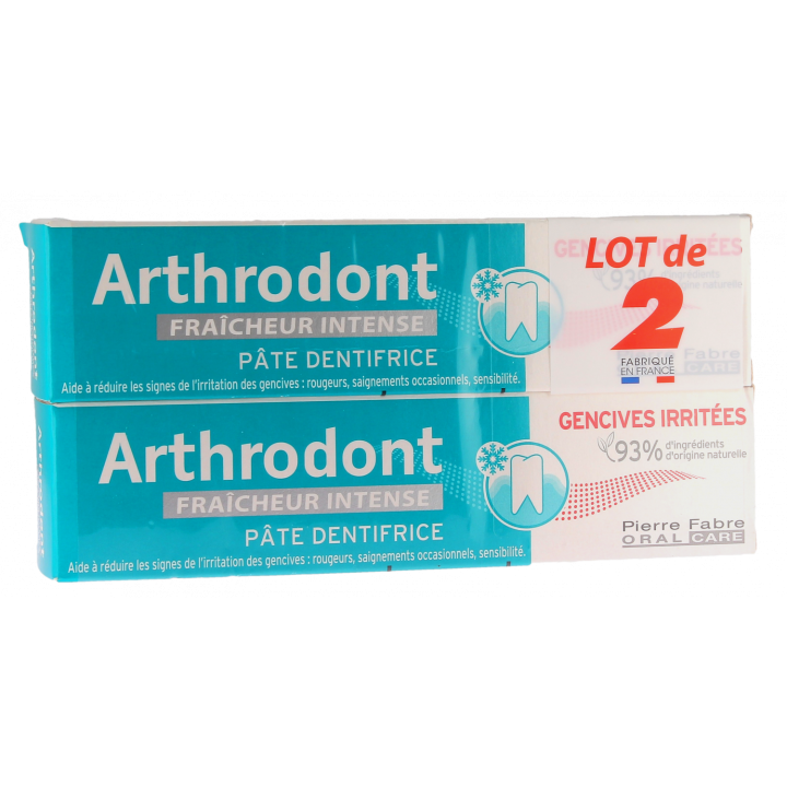 Arthrodont pâte dentifrice fraîcheur intense gencives irritées Pierre Fabre - lot de 2 tubes de 75ml