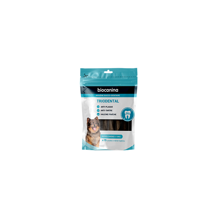 Triodental lamelle à mâcher petits chiens 5-10kg Biocanina - sachet de 15 lamelles à mâcher végétales