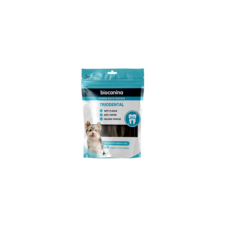 Triodental lamelle à macher très petits chiens moins de 5kg Biocanina - sachet de 15 lamelles à mâcher végétales