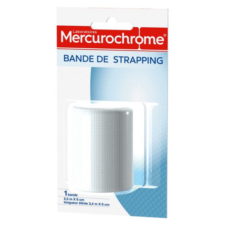 Bande de strapping Mercurochrome - 1 bande de 2,5m x 6cm