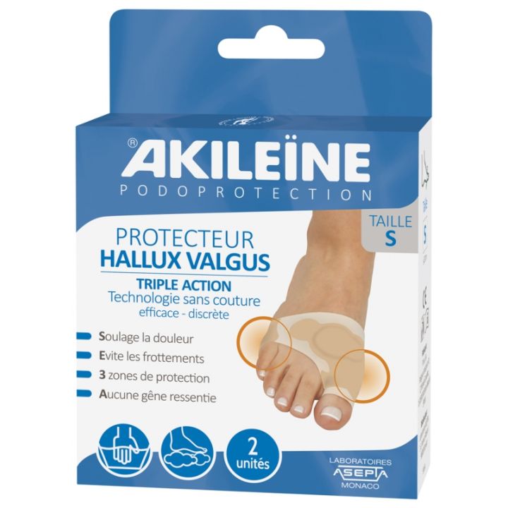 Podoprotection Protecteur Hallux Valgus triple action taille S Akileïne - boîte de 2 unités