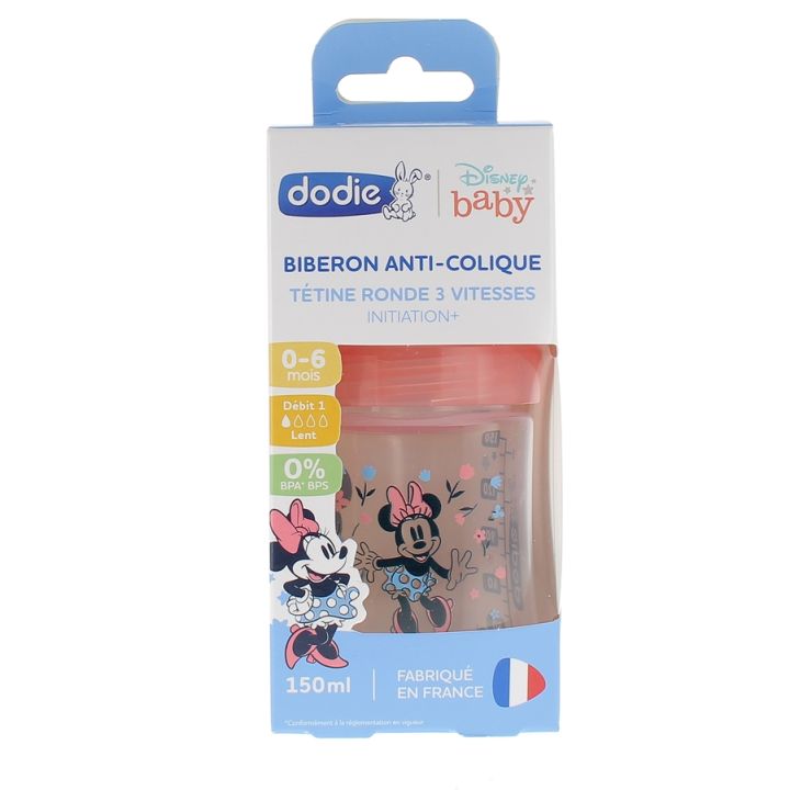 Biberon anti-colique Disney Baby Minnie 3 vitesses débit 1 0-6 mois Dodie - biberon de 150ml