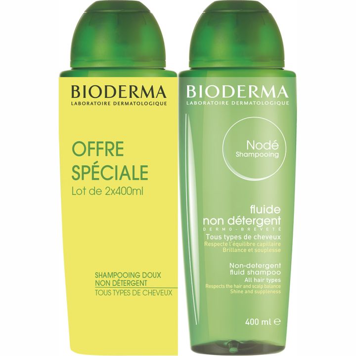 Nodé shampooing fluide non détergent Bioderma - 2 flacons de 400 ml