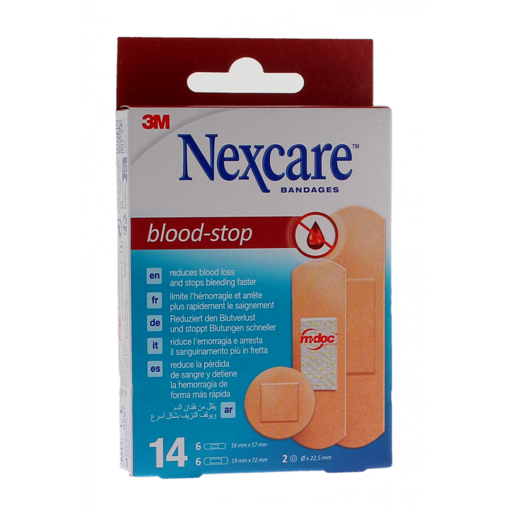 Blood-Stop Pansements hémostatiques Nexcare - boite de 14 pansements