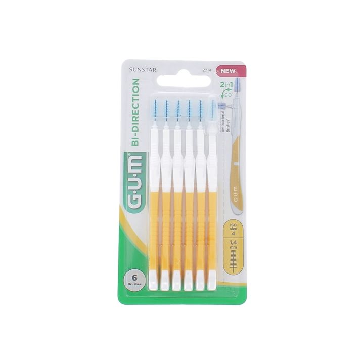 Brossette interdentaire antibactérienne Bi-direction 1,4 mm Gum - 6 brossettes