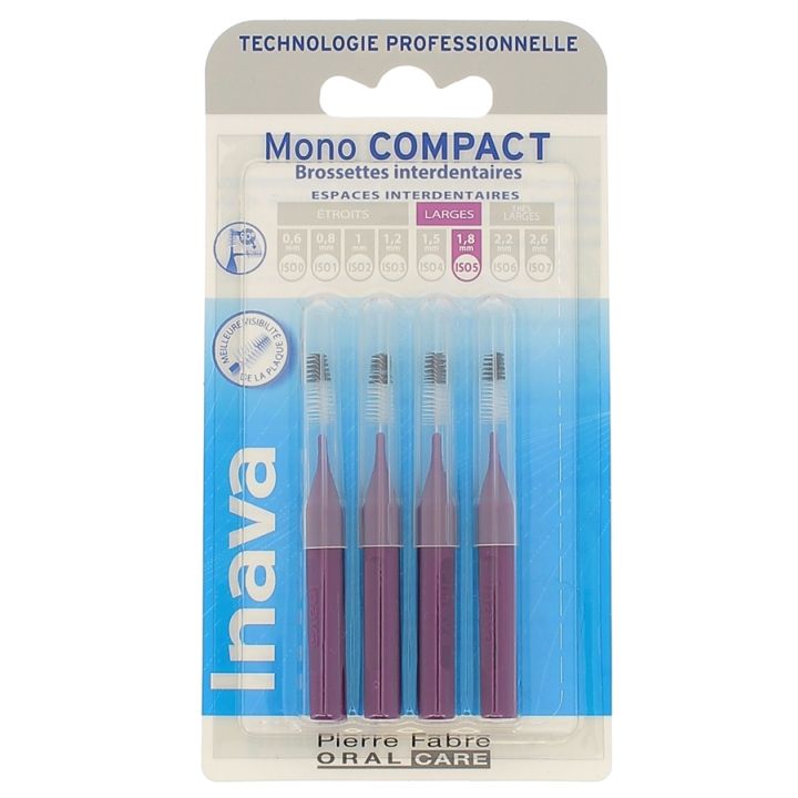 Brossettes interdentaires Mono compact 1.8 mm ISO5 Inava - 4 brossettes interdentaires