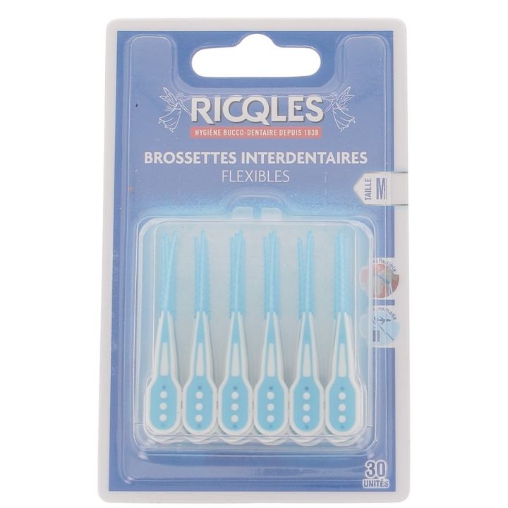 Brossettes interdentaires flexibles taile M Ricqles - boite de 30 unités