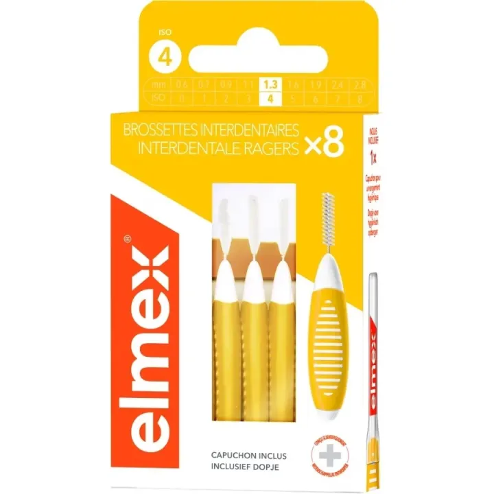 Brossettes interdentaires jaune taille 4 (1,3mm) Elmex - boite de 8 brossettes