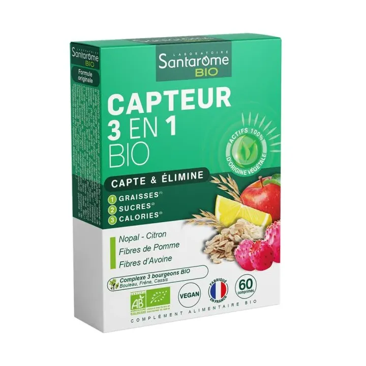 Capteur 3 en 1 bio Santarome - boite de 60 comprimés