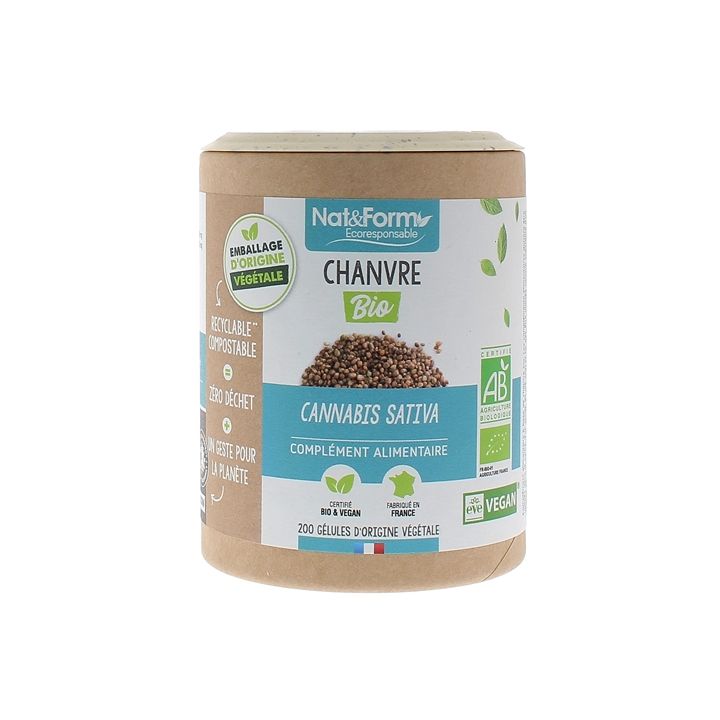 Chanvre bio Nat&Form - pot de 200 gélules