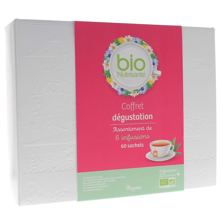 Coffret dégustation 6 infusions bio Nutrisanté - boîte de 60 sachets