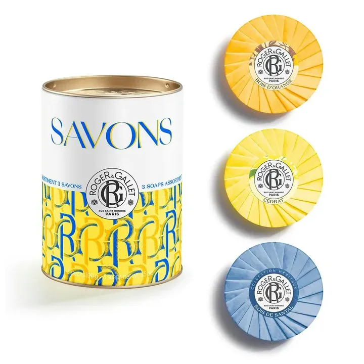 Coffret savons bienfaisants Cédrat, Bois d'orange, Bois de santal Roger & Gallet - boite de 3 savons de 100g