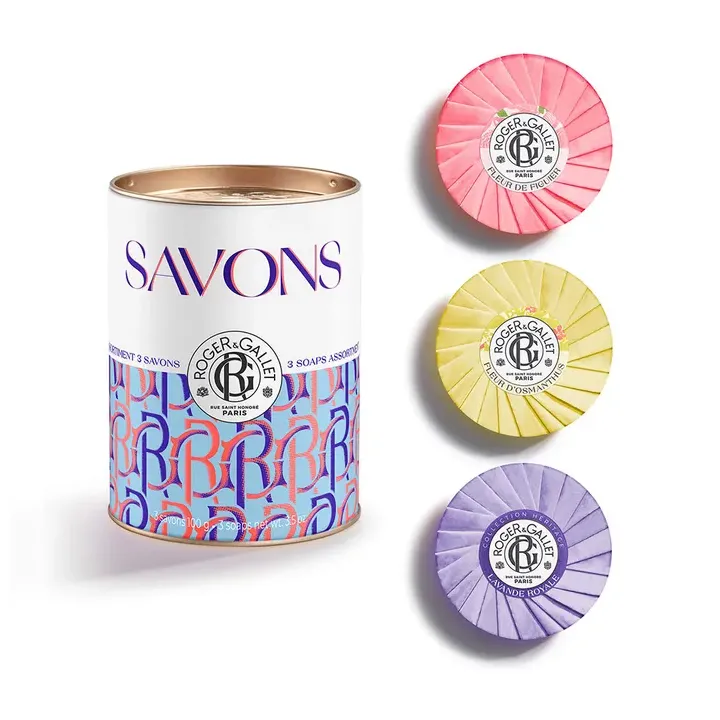 Coffret savons bienfaisants Fleur de Figuier, Fleur d'Osmanthus, Lavande Roger & Gallet - boite de 3 savons de 100g