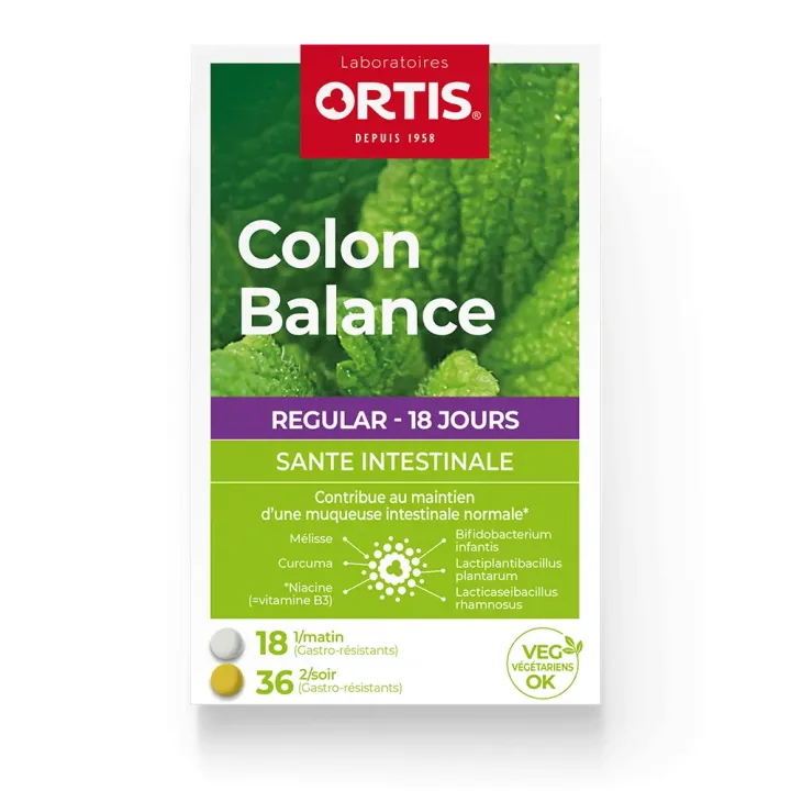 Colon balance regular santé intestinale Ortis - boite de 36 + 18 comprimés